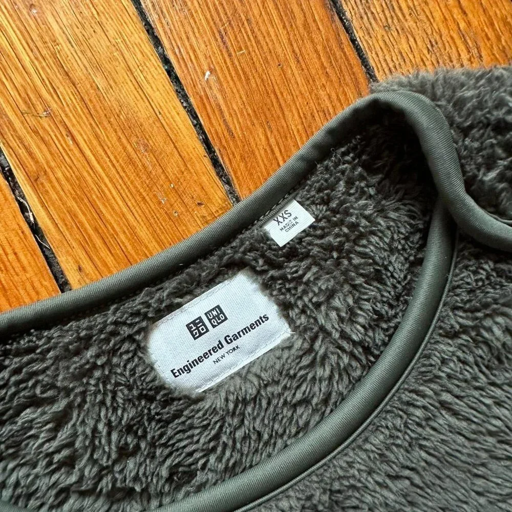 Engineered Garments x Uniqlo Pullover Sherpa Fleece Sweatshirt Men‎ XXS Green - Picture 6 of 6